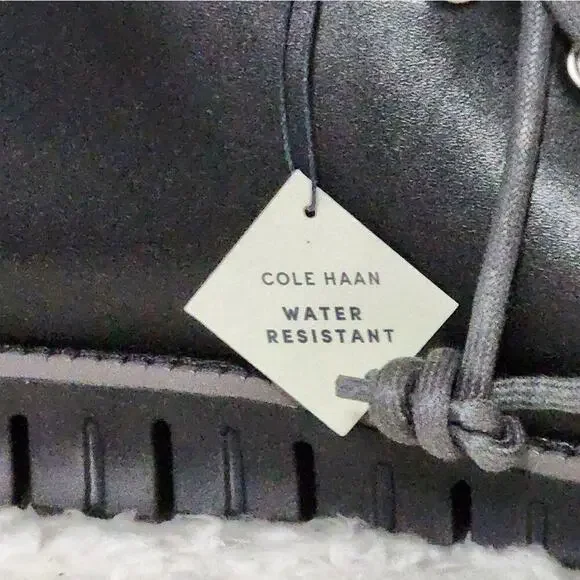 Cole Haan Zerogrand Water Resistant Leather Hiker Ankle Combat Boots Black 9 New